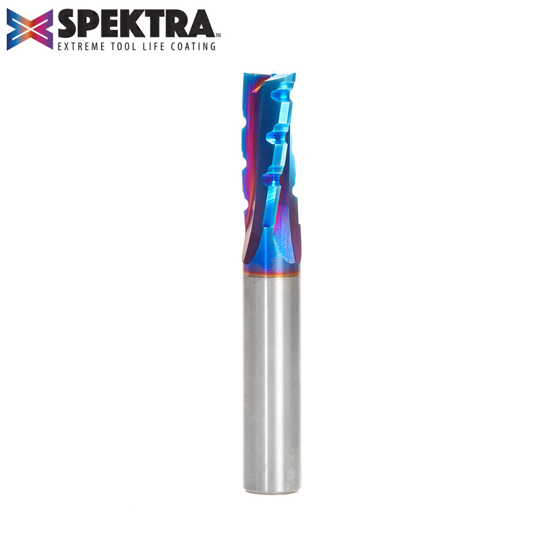 Picture of 46153-K Solid Carbide CNC Spektra™ Extreme Tool Life Coated Spiral Phenolic, Resin and Composite with Chipbreaker 1/2 Dia x 1-1/4 x 1/2 Shank x 3-1/2 Inch Long Slow Helix Up-Cut Router Bit